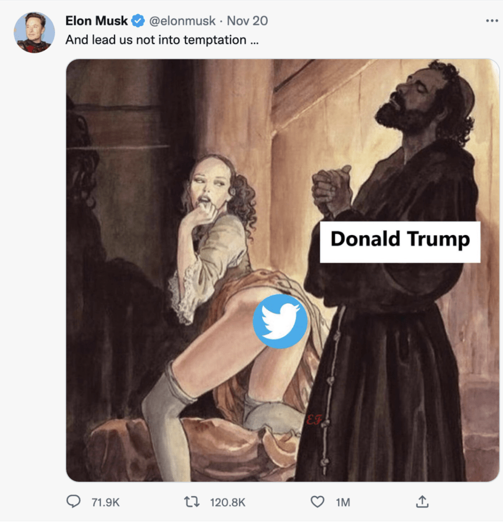 A disturbing meme from Musk's Twitter account