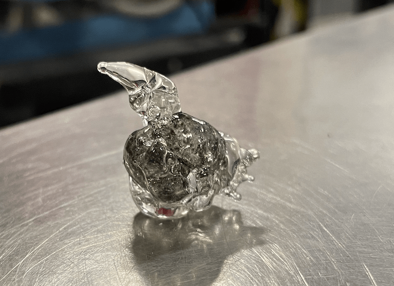 Flameworked glass bird