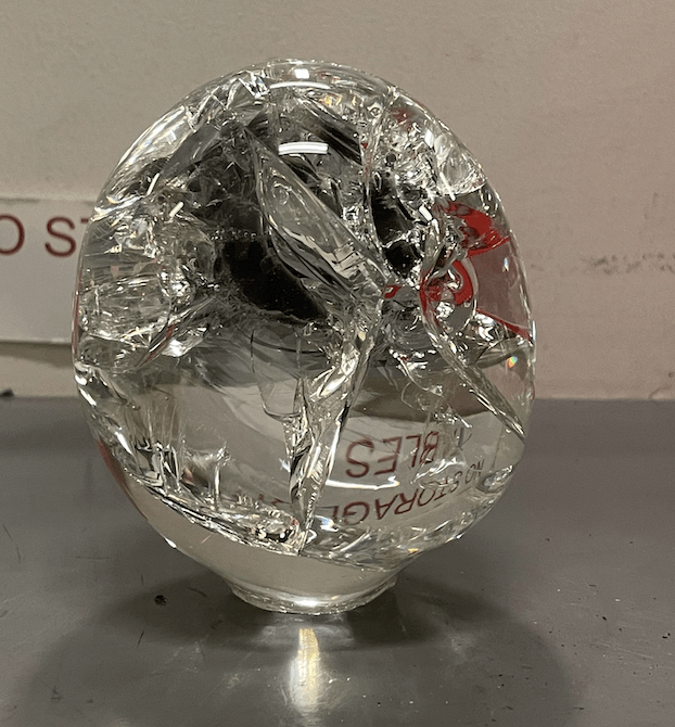 Hot blown orb with obsidian inclusions